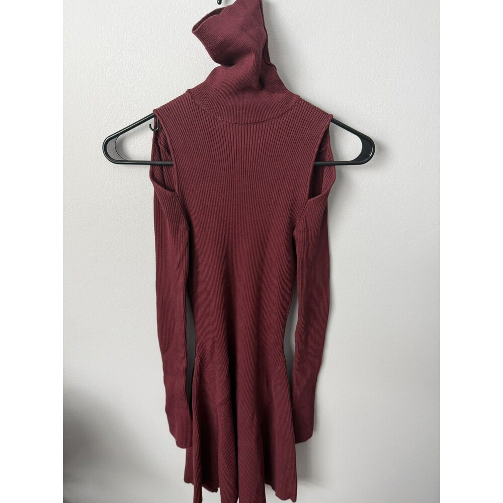 Akira Cashmere Women's Burgundy 100% Cashmere Ribbed Turtleneck Dress XS NWT